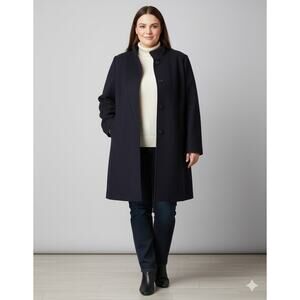 Forecaster of Boston Woman 18W Navy Blue Wool Blend Button Front Lined Peacoat